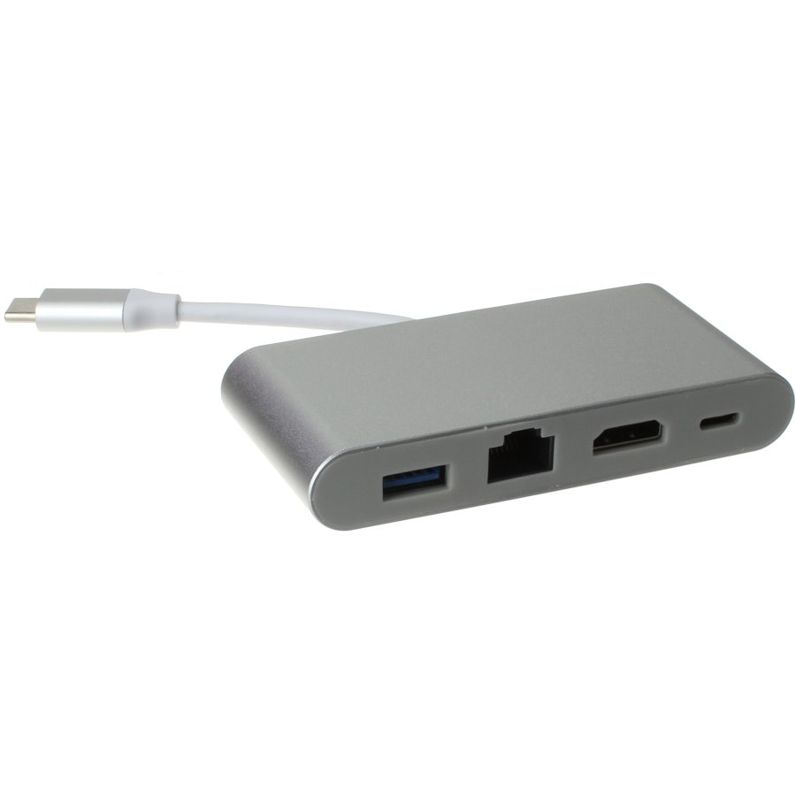 Адаптер / переходник / конвертер / хаб 4in1 USB3.1 Type-C на HDMI / USB3.0  / USB-C / RJ45 (до 100 Mbps)