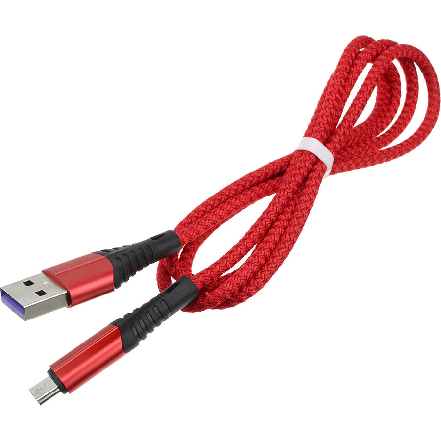 Шнур USB A-Micro-USB B (Android) 5PIN 1м, 3A, быстрая зарядка, красный