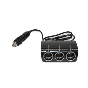 Разветвитель автоприкуривателя 3в1 шнур черный подсветка Olesson