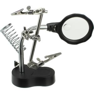 Третья рука с линзой 65мм подсветка/пружина для паяльника подставка