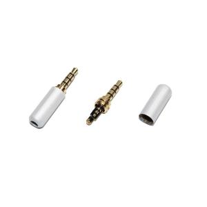 Разъем J3.5 4PIN metall/gold стерео на кабель без обтиратора белый