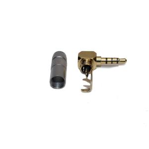 Разъем J3.5 4PIN metall/gold стерео углом на кабель без обтиратора серебристый