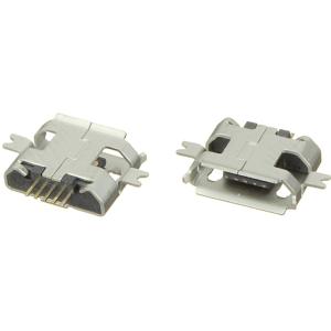 Разъем microUSB B(G) 5PIN на плату, выводы крепления в сторону