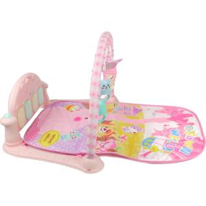 Коврик игровой развивающий с пианино розовый