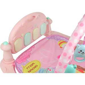 Коврик игровой развивающий с пианино розовый