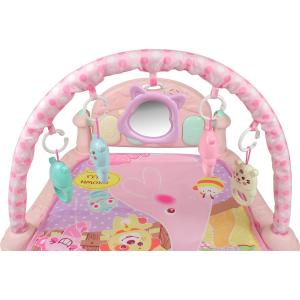 Коврик игровой развивающий с пианино розовый
