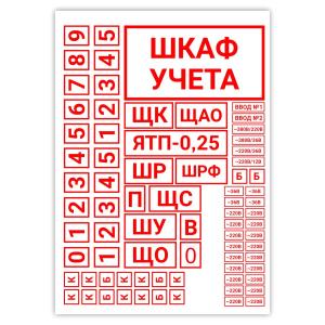 Знак наклейка "Шкаф учета" 210x300мм