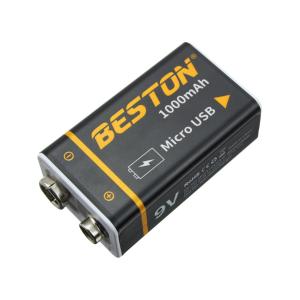 Аккумулятор 9V 1Ah 6F22 Beston ЗУ от microUSB, крона