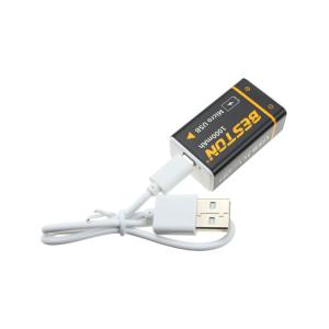 Аккумулятор 9V 1Ah 6F22 Beston ЗУ от microUSB, крона