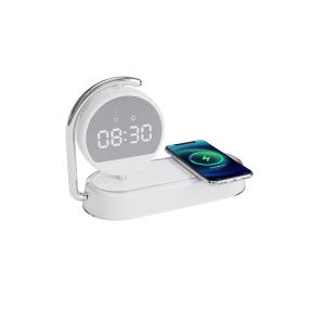 Беспроводная зарядка K01T, ночник, часы