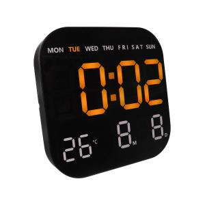 Часы DS-6650 будильник, температура, пульт, желтые, белые цифры