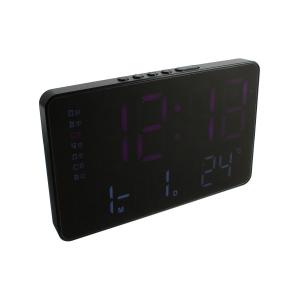 Часы GH0722 розовые, белые цифры, термометр, будильник