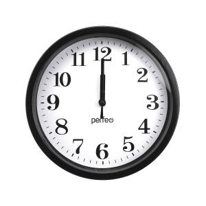 Часы настенные Perfeo d200мм PF-WC-001, черный корпус, белый циферблат