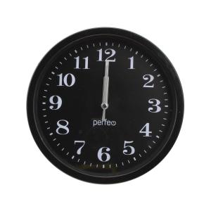 Часы настенные Perfeo d200мм PF-WC-001, черный корпус, черный циферблат