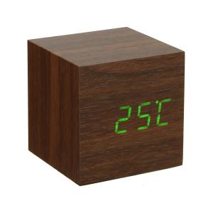 Часы настольные электронные VST-869 коричневые, зеленый циферблат