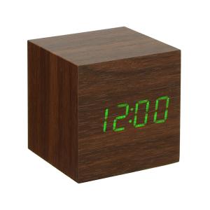 Часы настольные электронные VST-869 коричневые, зеленый циферблат