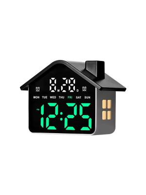 Часы X9033-2 Black дисплей зелёный/белый, будильник (питание 5В)