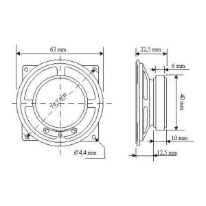 Динамик 1W 8Ом 63*63*22,5мм YD63-02