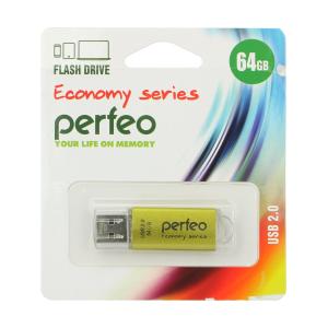 Флешка 64GB USB2 Perfeo E01 Gold
