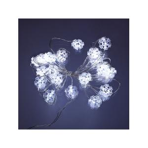 Гирлянда Navigator белая, 20 свд, нить 2,3м, 2АА белые снежинки