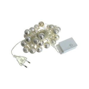 Гирлянда Navigator белая, 30 свд, нить 3,9м, 220В, серебряные шарики (металл)