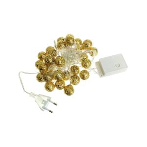 Гирлянда Navigator белая, 30 свд, нить 3,9м, 220В, золотые шарики (металл)