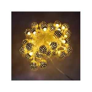 Гирлянда Navigator белая, 30 свд, нить 3,9м, 220В, золотые шарики (металл)