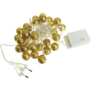 Гирлянда Navigator белая, 30 свд, нить 3,9м, 220В, золотые шарики (металл)