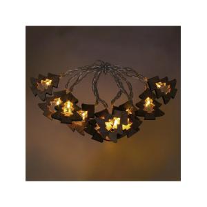 Гирлянда Navigator белая теплая, 10 свд, нить 1,8м, 2АА, деревянные ёлочки