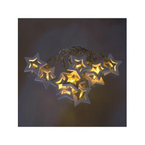 Гирлянда Navigator белая теплая, 10 свд, нить 1,8м, 2АА, деревянные звёздочки