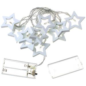 Гирлянда Navigator белая теплая, 10 свд, нить 1,8м, 2АА, деревянные звёздочки