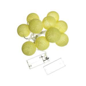 Гирлянда Navigator белая теплая, 10 свд, нить 1,8м, 2АА, золотые шарики (ткань)