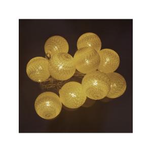 Гирлянда Navigator белая теплая, 10 свд, нить 1,8м, 2АА, золотые шарики (ткань)
