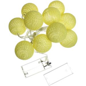 Гирлянда Navigator белая теплая, 10 свд, нить 1,8м, 2АА, золотые шарики (ткань)