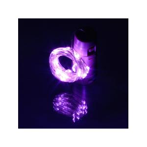 Гирлянда "Роса" 20 СВД 2 метра, цвет фиолетовый батарейки в пробке 3AG13