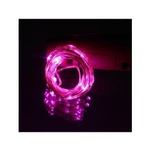 Гирлянда "Роса" 20 СВД 2 метра, цвет розовый батарейки в пробке 3AG13