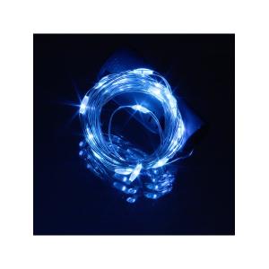 Гирлянда "Роса" 20 СВД 2 метра, цвет синий батарейки в пробке 3AG13