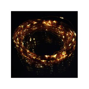 Гирлянда "Роса" 300 СВД, 30 метров, пульт, на солнечной батарее, цвет белый теплый