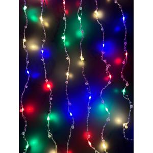 Гирлянда "Роса" штора 160 СВД, жемчуг 10 нитей, 3х2, цветная