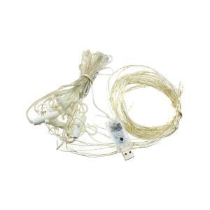 Гирлянда "Роса" штора 200 СВД, пульт, цвет холодный белый