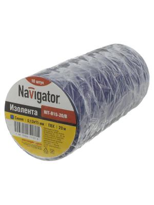 Изолента синяя Navigator 0.13х0.15мм 20м, упаковка 10шт