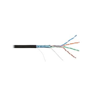 Кабель FTP 8P8C 1 метр 5кат 8 жил 24AWG CCA RIPO экранированный, уличный, черный