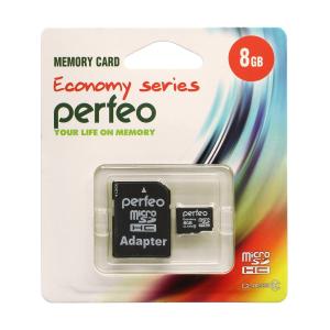 Карта памяти 8GB MicroSD Perfeo с адаптером