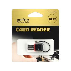 Картридер microSD(G)-USB(A) Perfeo, черный