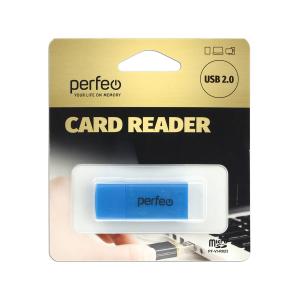 Картридер microSD(G)-USB(A) Perfeo, синий