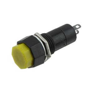 Кнопка 10мм желтая восьмигранная с фиксацией