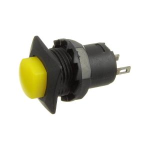 Кнопка 10*15мм квадратная желтая, с фиксацией, гайка, на замыкание