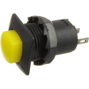 Кнопка 10*15мм квадратная желтая, с фиксацией, гайка, на замыкание