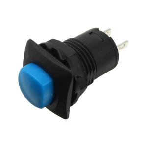 Кнопка 10*15мм квадратная синяя, с фиксацией, гайка