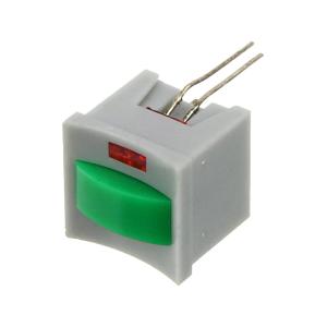 Кнопка 15мм квадратная 5*12 Зелен с фиксацией 6PIN +СВД